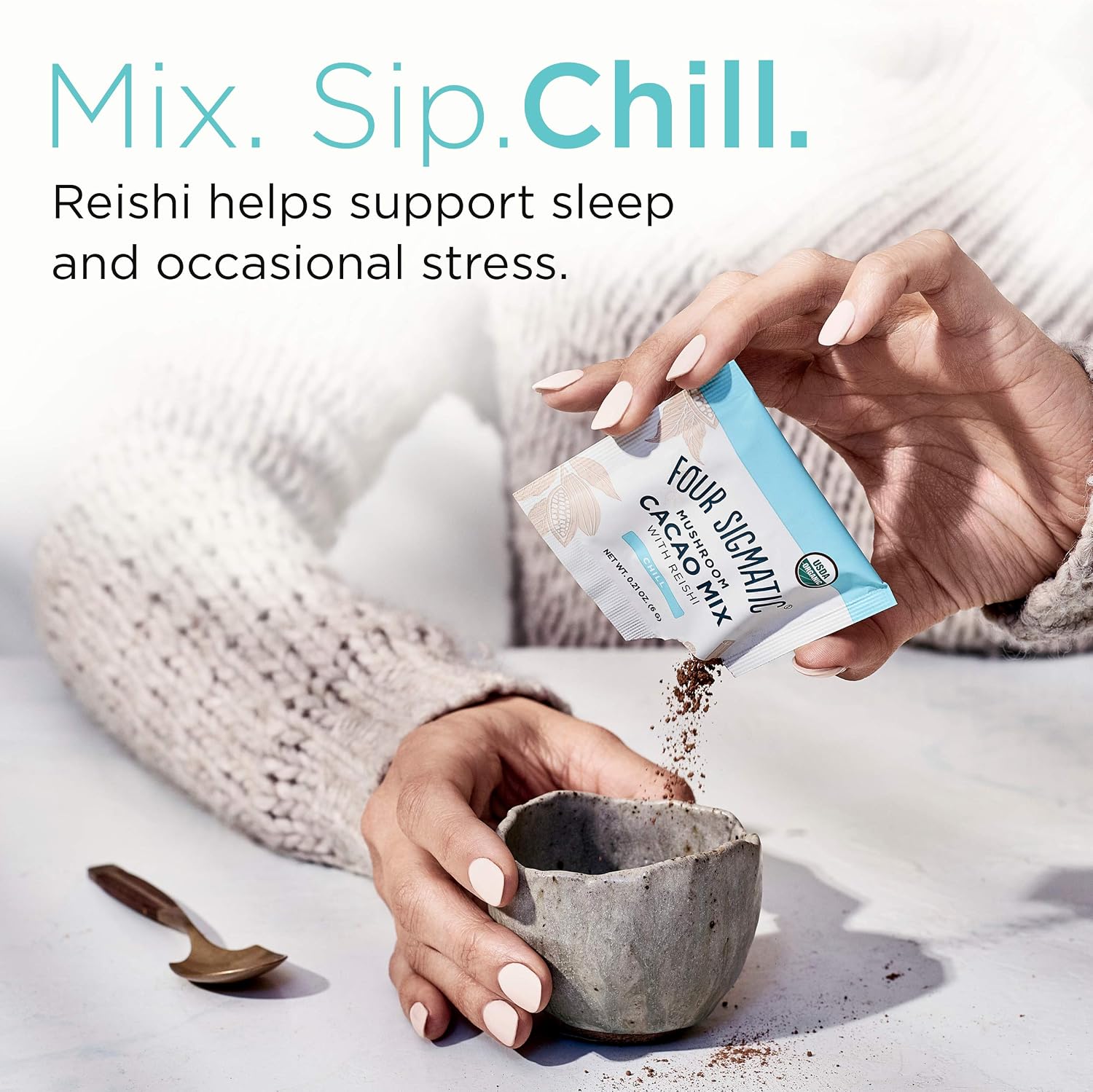 Four Sigmatic Calm Mushroom Cacao Mix, Organic instant cacao with organic reishi mushroom powder, For drinking or baking - Image 4