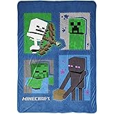 Jay Franco Minecraft Icons Blanket - Measures 62 x 90 inches, Kids Bedding Features Creeper, Enderman, Zombie, & Skeleton - Fade Resistant Super Soft Fleece (Official Minecraft Product)