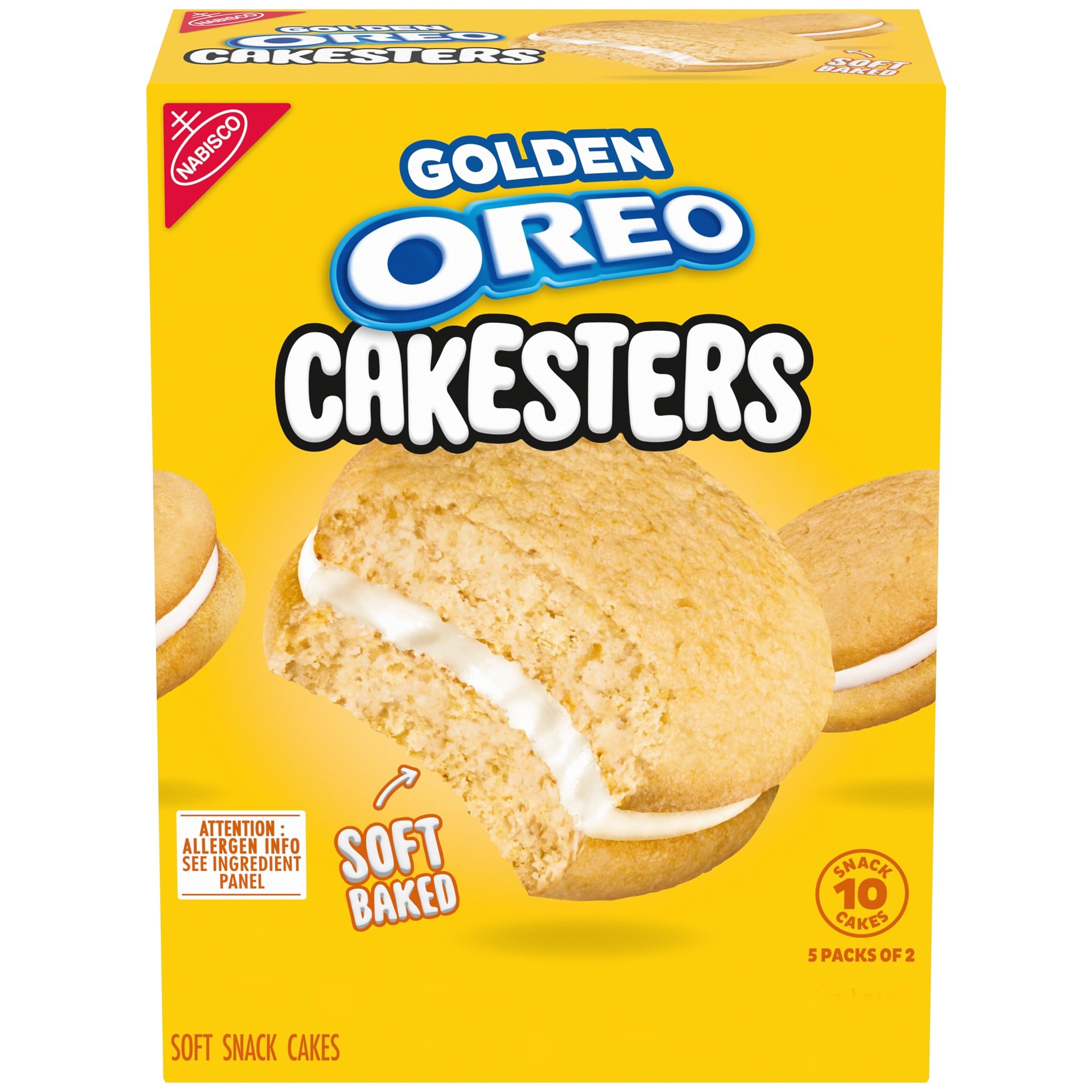 Photo 1 of 12  OREO Golden Cakesters Soft Snack Cakes, 5-2.02 oz Snack Packs     exp 05/aug/2025