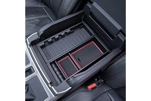 PIMCAR Compatible with Ford F150 2015-2020, 2017-2022 F250 F350 F450, 2018-2024 Expedition Center Console Organizer Accessories ABS Tray Red Trim