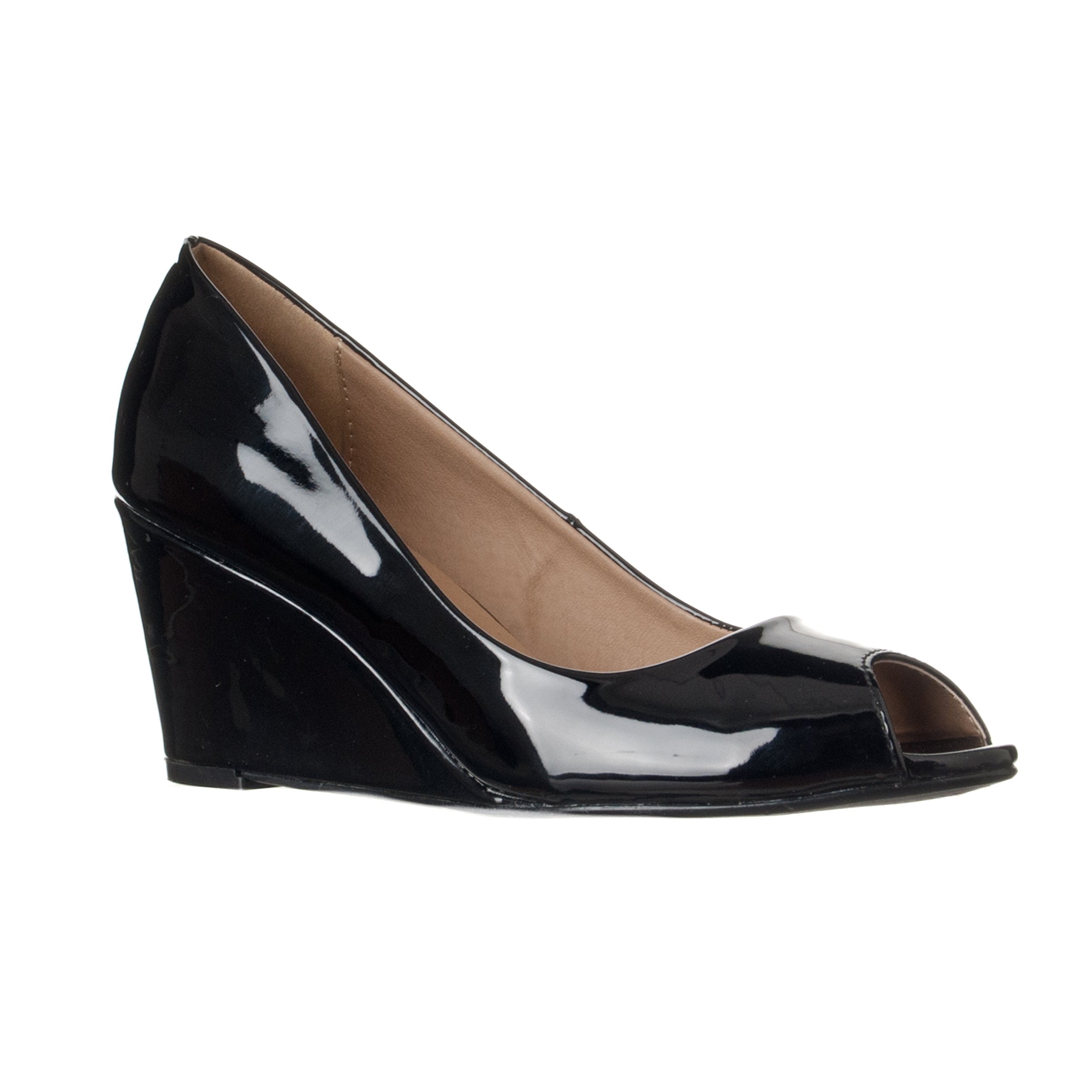Riverberry Women's Addie Mid-Height Peep Toe Wedge Pumps