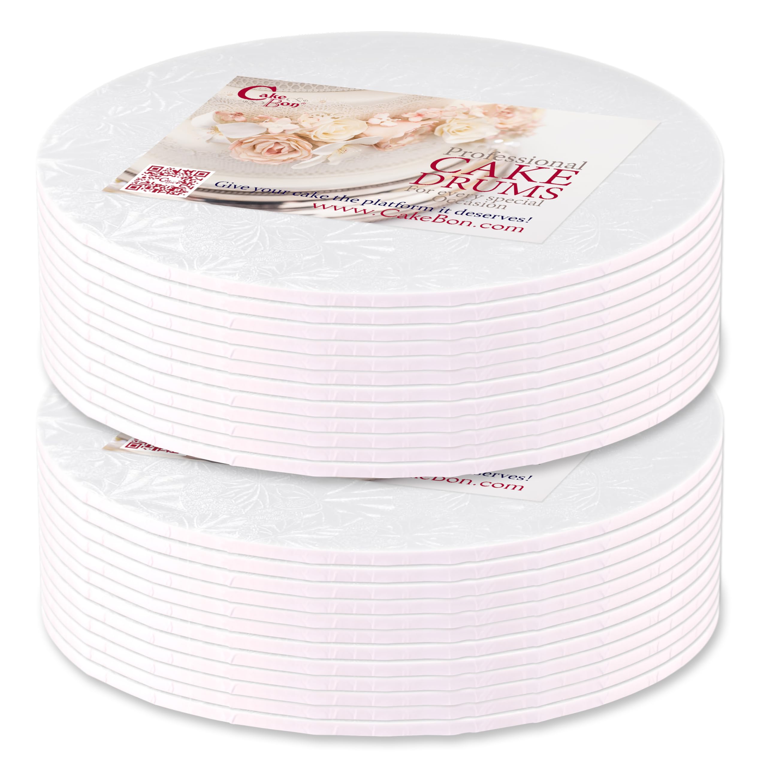 Photo 1 of Cakebon Cake Boards - Sturdy 1/8 Thick Drums - 10 Inch Professional Fully Wrapped Edges 24-Pack