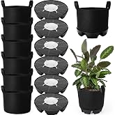 Jingmore 6 Set 5 Gallon Grow Bag Self Watering Fabric Pot Base Automatic Watering System Plant Nonwoven Grow Bag Handle Plant Saucer Elevate Flower Tray for Garden Indoor Outdoor Greenhouse (Black)