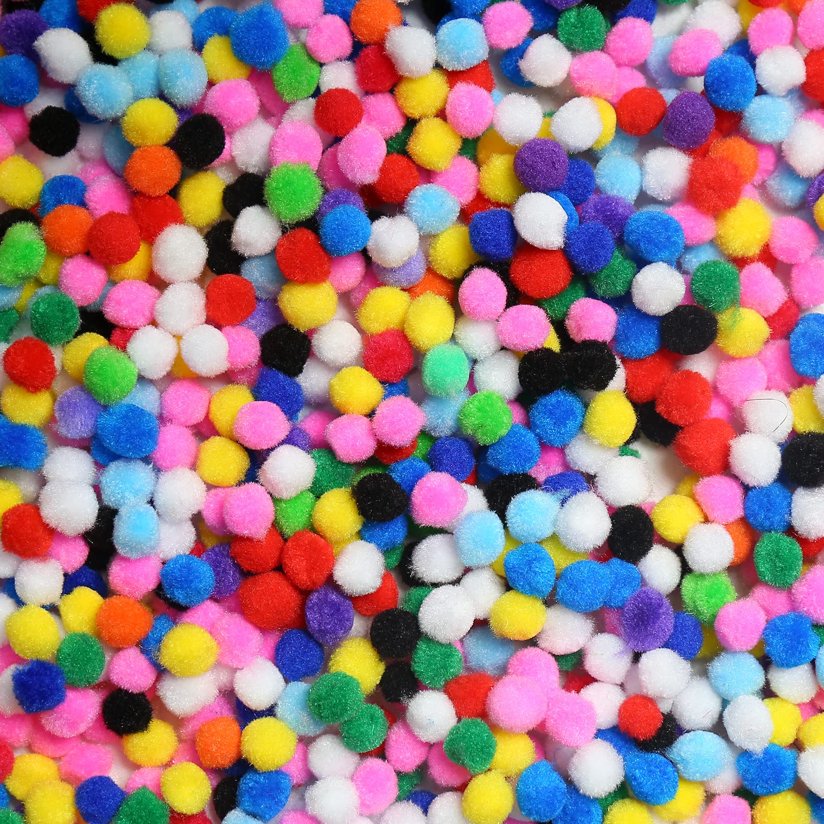 HERZWILD 1000 Colorful Mini Pom Poms 15 mm - Fluffy Plush Balls for Crafts, DIY Decoration, Hobby Supplies