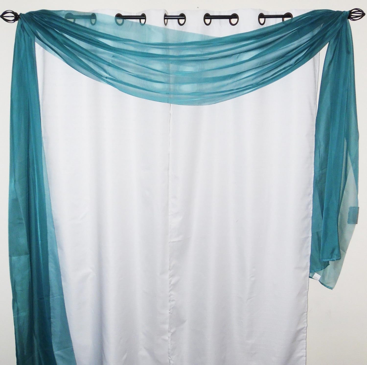 GorgeousHome *Different Colors* 1 Elegant Scarf Valance Swag Voile Sheer Curtain Window Topper Dressing 216" inch long (Teal blue)