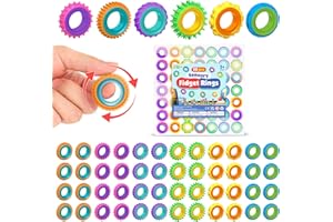 KLT Fidget Toys Party Favors for Kids: 50 Pack Spinner Rings Bulk - Treasure Box Stress Toys for Teacher Classroom Prizes - Christmas Stocking Stuffers for Birthday Party Gifts Boys Girls