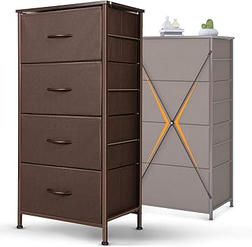 Amazon Com Odk Dresser With 4 Drawers Tall Fabric Storage Tower Organizer Unit For Bedroom Chest For Hallway Closet Easy Assembly Steel Frame And Wood Top Brown Furniture Decor