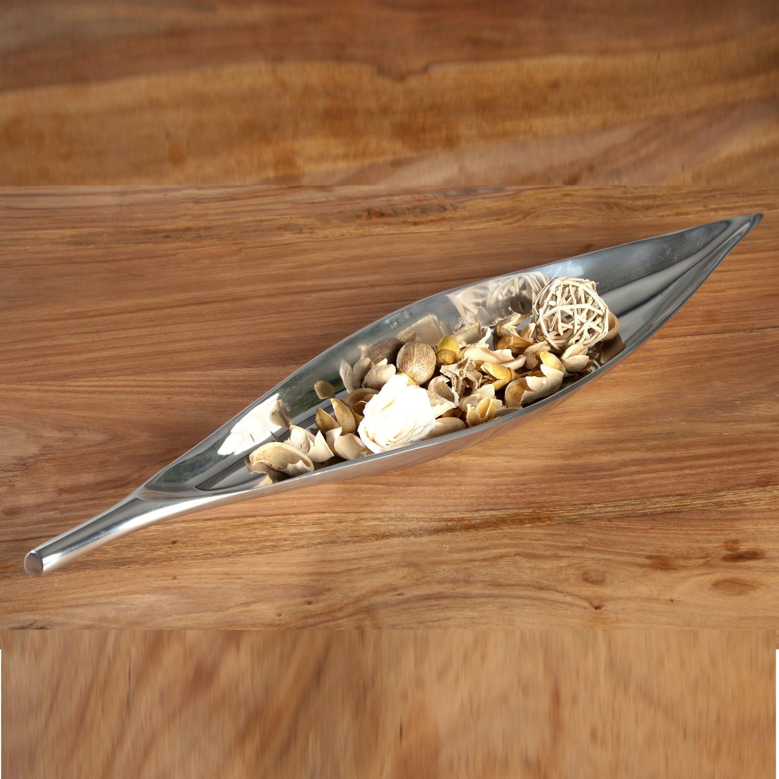 DESIGN DELIGHTS DECORATION BOWL LEAF MEDIUM 23.5" aluminium silver from Xtradefactory