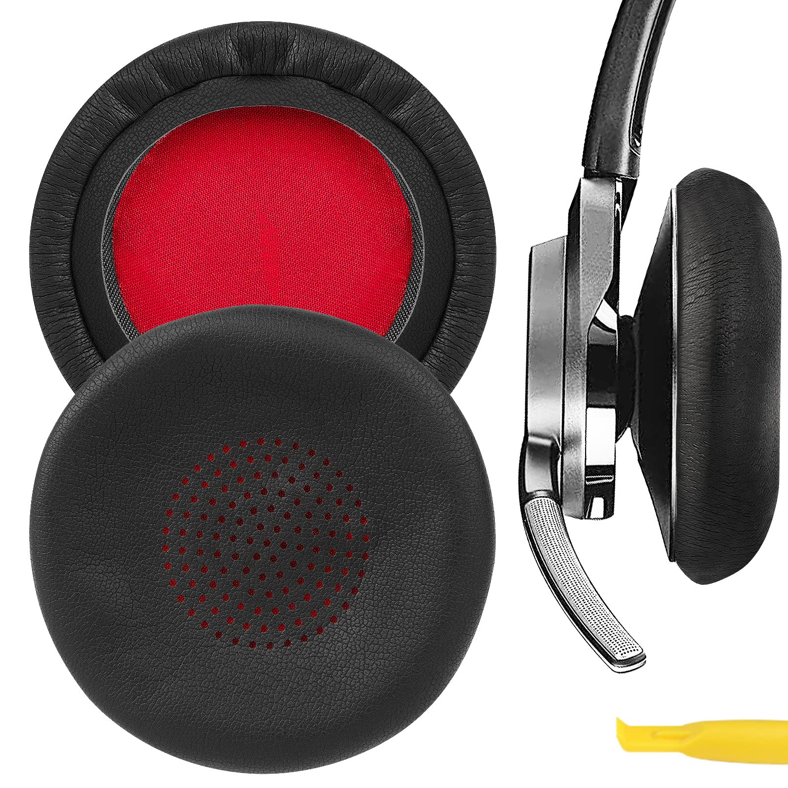 Geekria QuickFit Ear Pads Replacement for Plantronics Voyager Focus UC B825/ 2 UC, BLACKWIRE 5220/5210/ 7225, Backbeat Sense Headphones, Ear Cushions (Black)