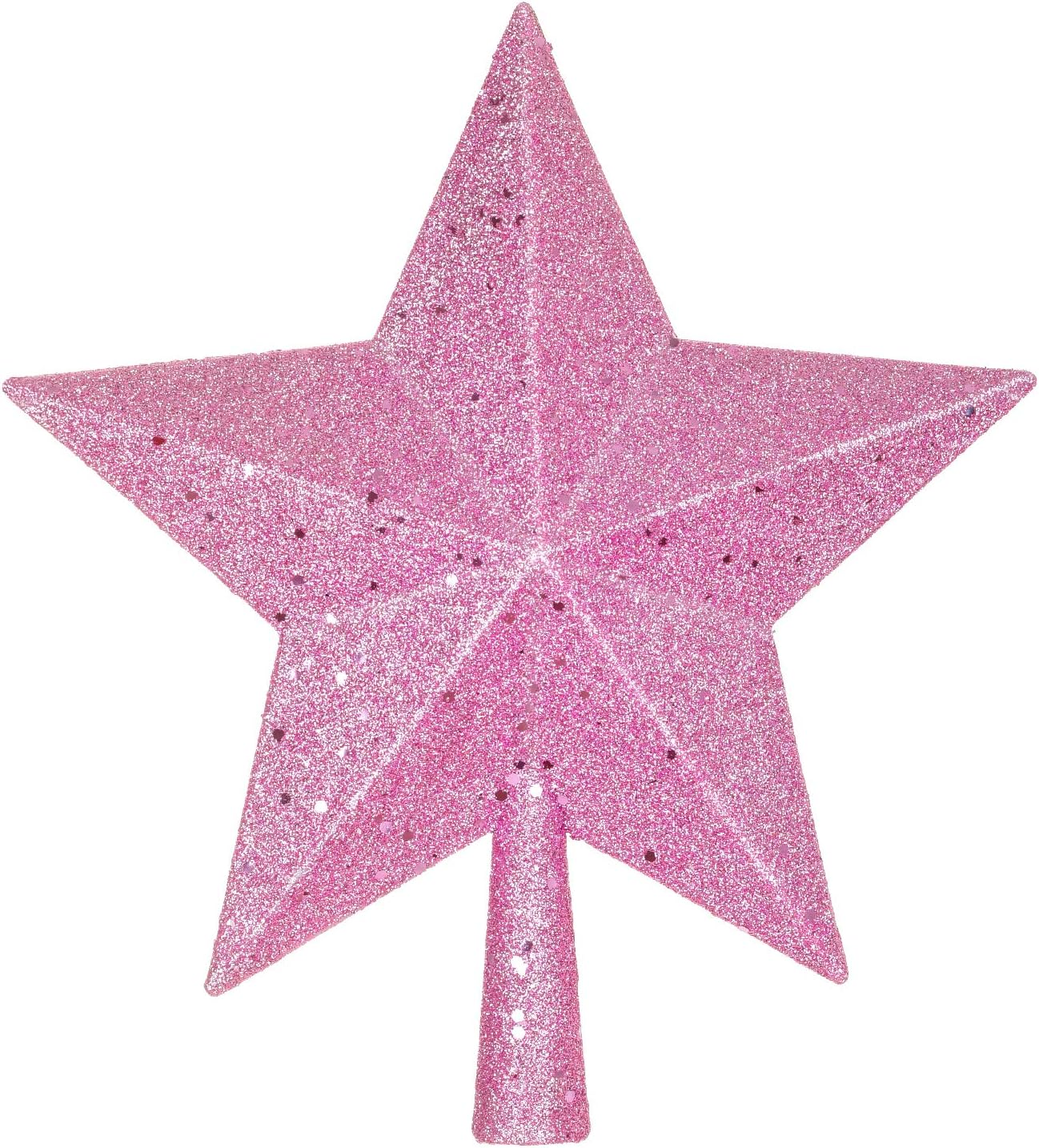 Tree Toppers - Artiflr 10 Inch Christmas Tree Topper, Pink Star Tree Topper Glittered Christmas Tree Decorations for Indoor Home Décor (Pink)