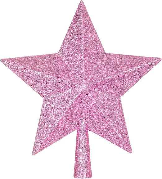 Amazon Com Artiflr 10inch Christmas Tree Topper Star Tree Topper Glittered Christmas Tree Decorations For Indoor Home Decor Pink Home Kitchen