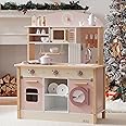 Amazon.com: ROBUD Play Kitchen for Kids Toddlers, Wooden Play Kitchen ...