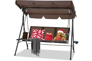 Antifir Outdoor Patio Swing Chair for Adults, Adjustable Canopy, Suitable for Backyard, Garden, Yard, Poolside, Balcony (Brown)