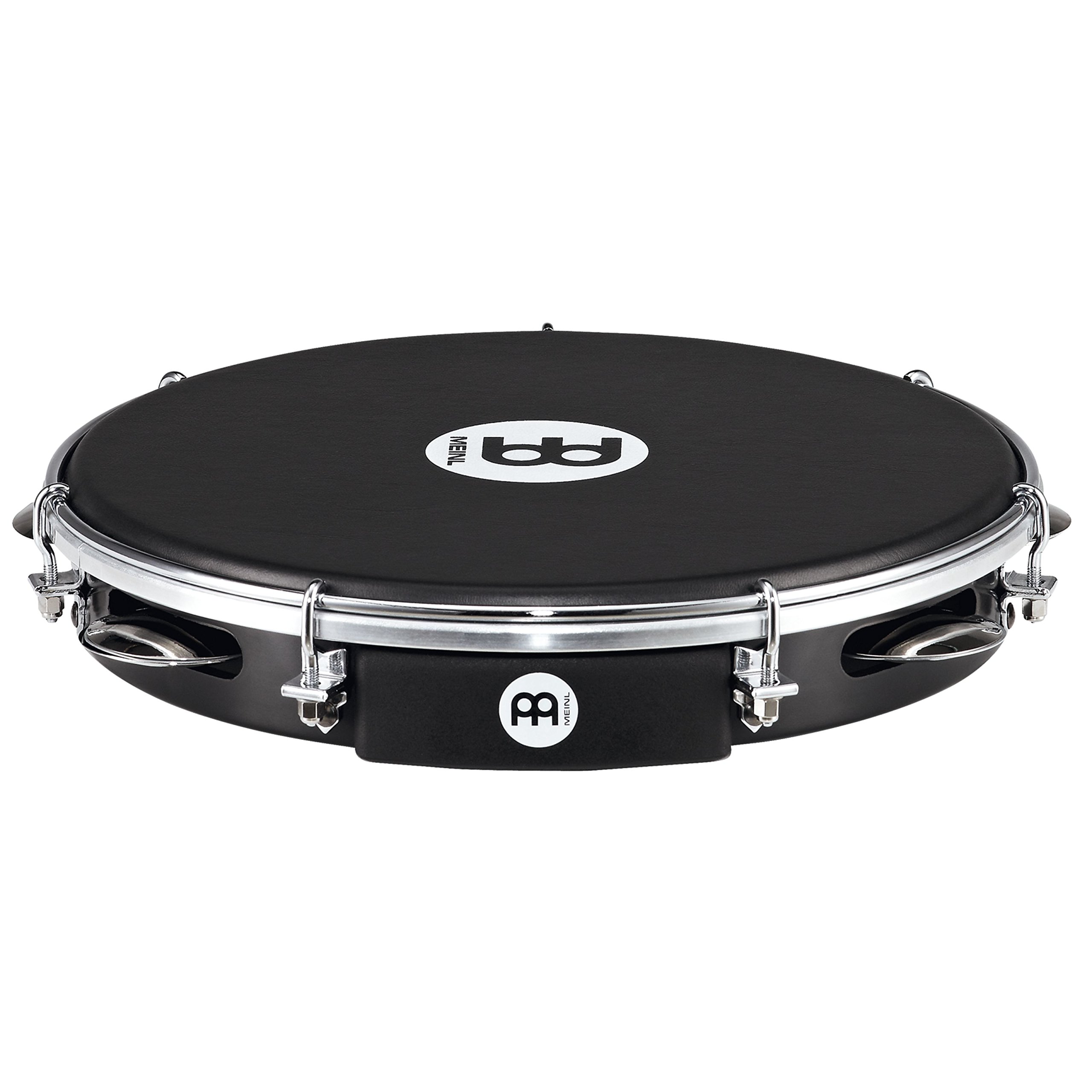 Meinl Percussion Traditional ABS Pandeiro - Frame Drum with Jingles - Diameter 10 Inches - Nappa Head - ABS Plastic / Steel, Black / Chrome Plated (PA10ABS-BK-NH)