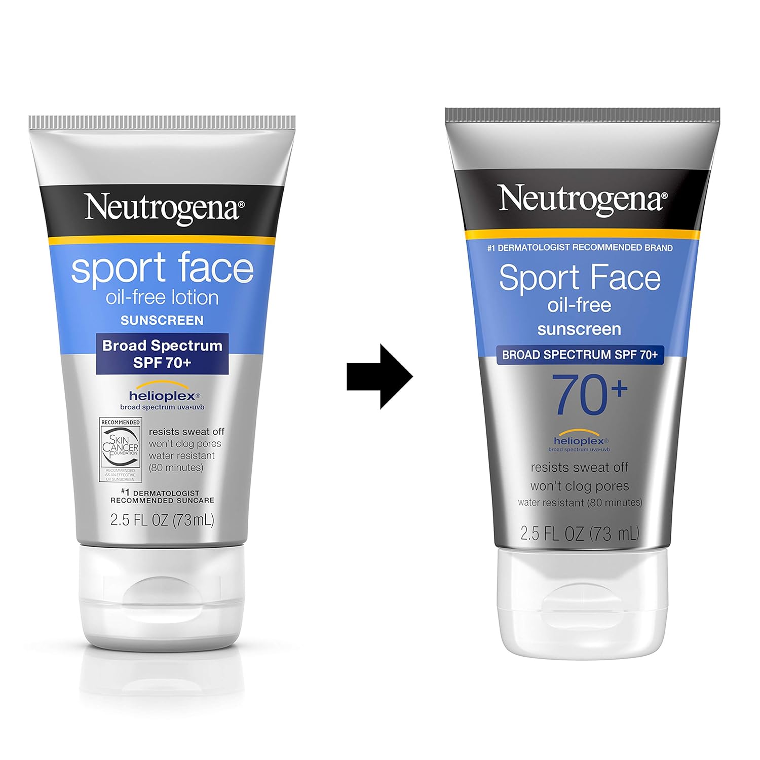 Neutrogena Sport Face Sunscreen, Oil-Free Sunscreen Lotion with Broad Spectrum UVA/UVB SPF 70+ Protection, Sweat-Resistant & Water-Resistant Active Sport Sunscreen, 2.5 fl. oz: Beauty