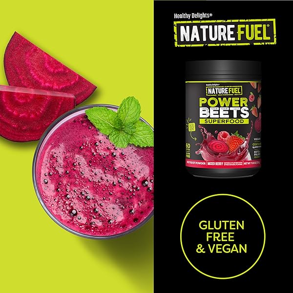 NATURE FUEL POWER BEETS POWDER, DELICIOUS MIXED BERRY, CONCENTRATED SUPERFOOD SUPPLEMENT, SUPPORTS CIRCULATION, NATURAL ENERGY & STAMINA, NON-GMO, 60 SERVINGS (PACKAGING MAY VARY)