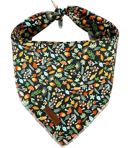 Bandana D'automne Pour Chien - Motif Feuilles - Fermeture Bouton Pression - Taille Moyenne (16-40 Kg) - 10