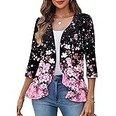Zeagoo Women's 2026 Summer 3/4 Sleeve Lightweight Cardigans Sweaters Open Front Draped Ruffles Kimono Coverups