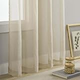 Home Brilliant Short Linen Look Sheer Curtains 2 Panels 54x45 Inch view 7