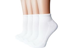Women's Anti-Blister Moisture Wicking Athletic Ankle Quarter Cushion Cotton Socks for Running, Tennis and Workout 4/6 Pairs