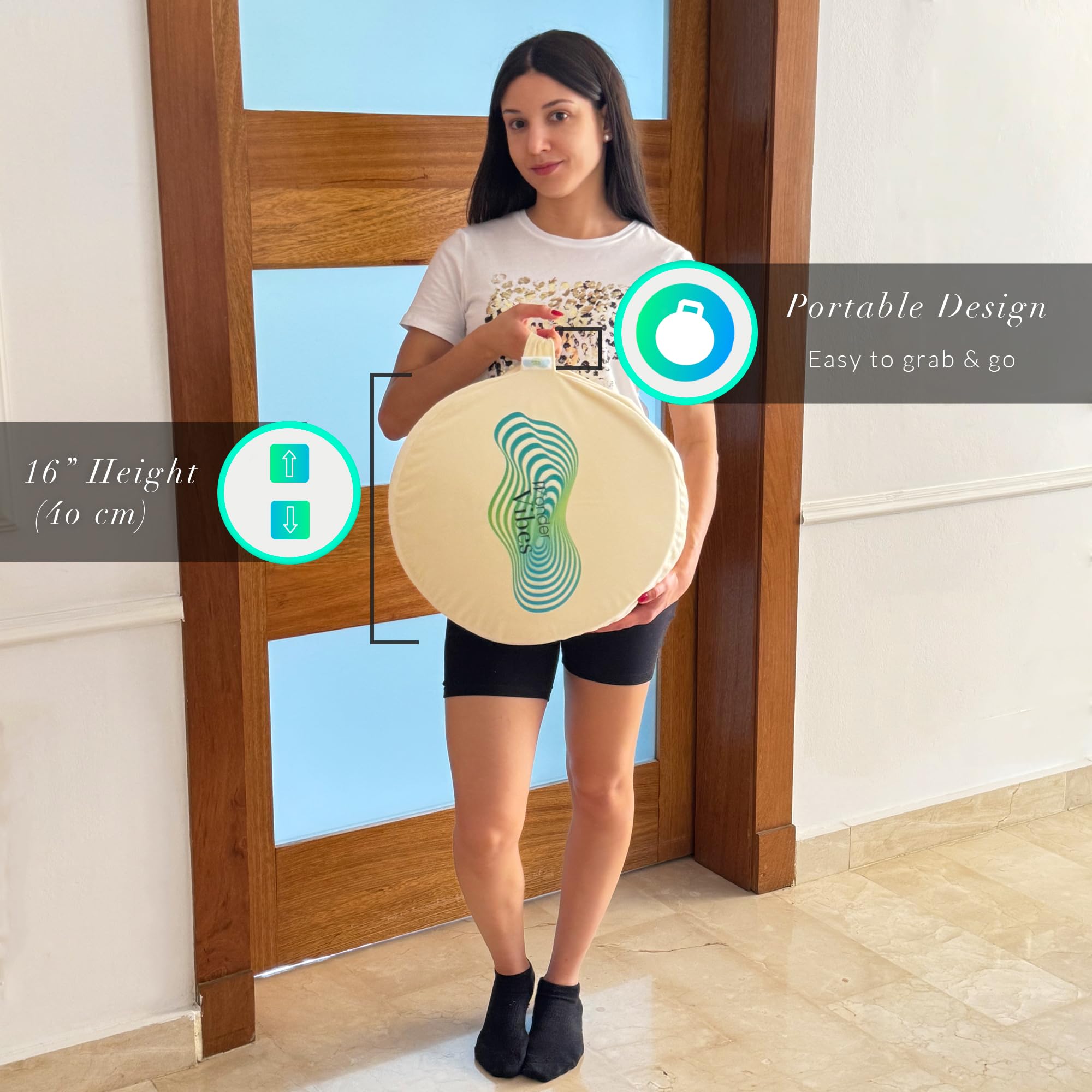 WonderVibes Meditation Cushion - Premium Floor Pillow, Comfortable Floor Pillow for Adults, Beautiful Meditation Pillow, Large Buckwheat Floor Cushion with Washable Quality Cover - Quality Zafu - Image 3