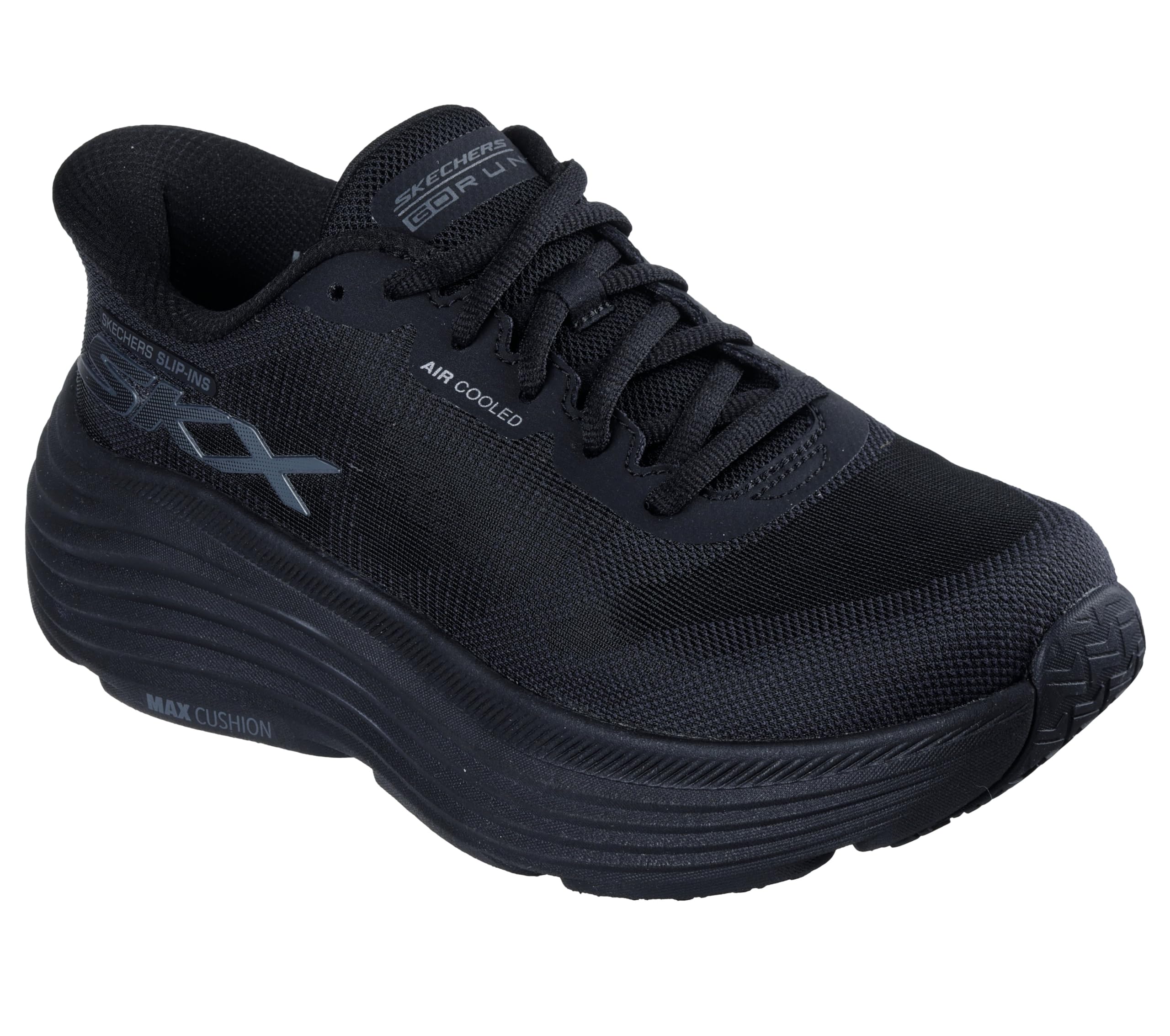 Skechers Women's Max Cushioning Endeavour Hallandale Hands Free Slip-Ins Sneaker, Black/Black, 6.5 Image