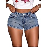 Floerns Women's Plus Size Punk Star Jean Shorts Grunge Outfit Skinny Mini Denim Shorts