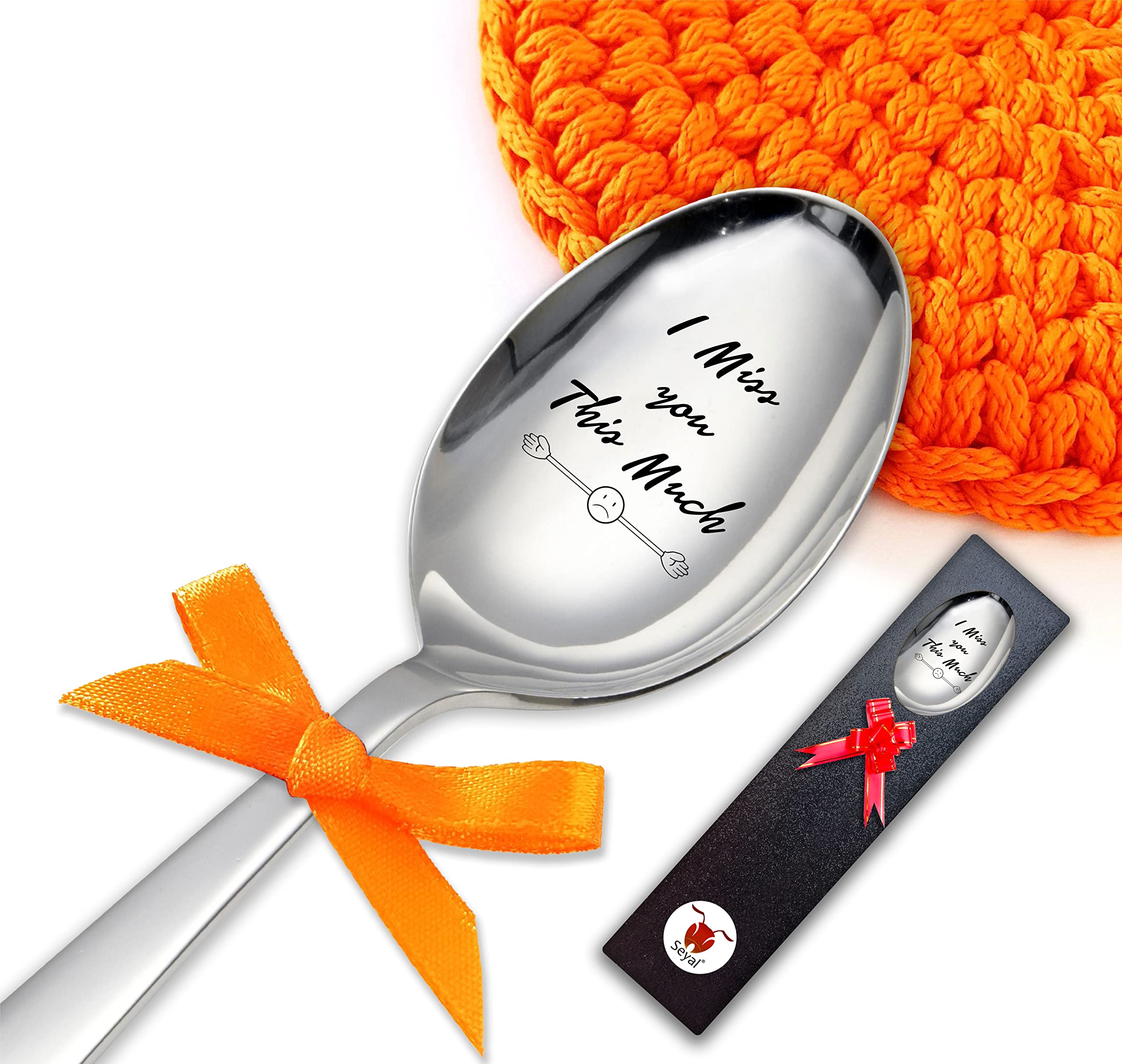 I Miss You This Much Engraved Spoon - Love Gifts for Girlfriend & Husband