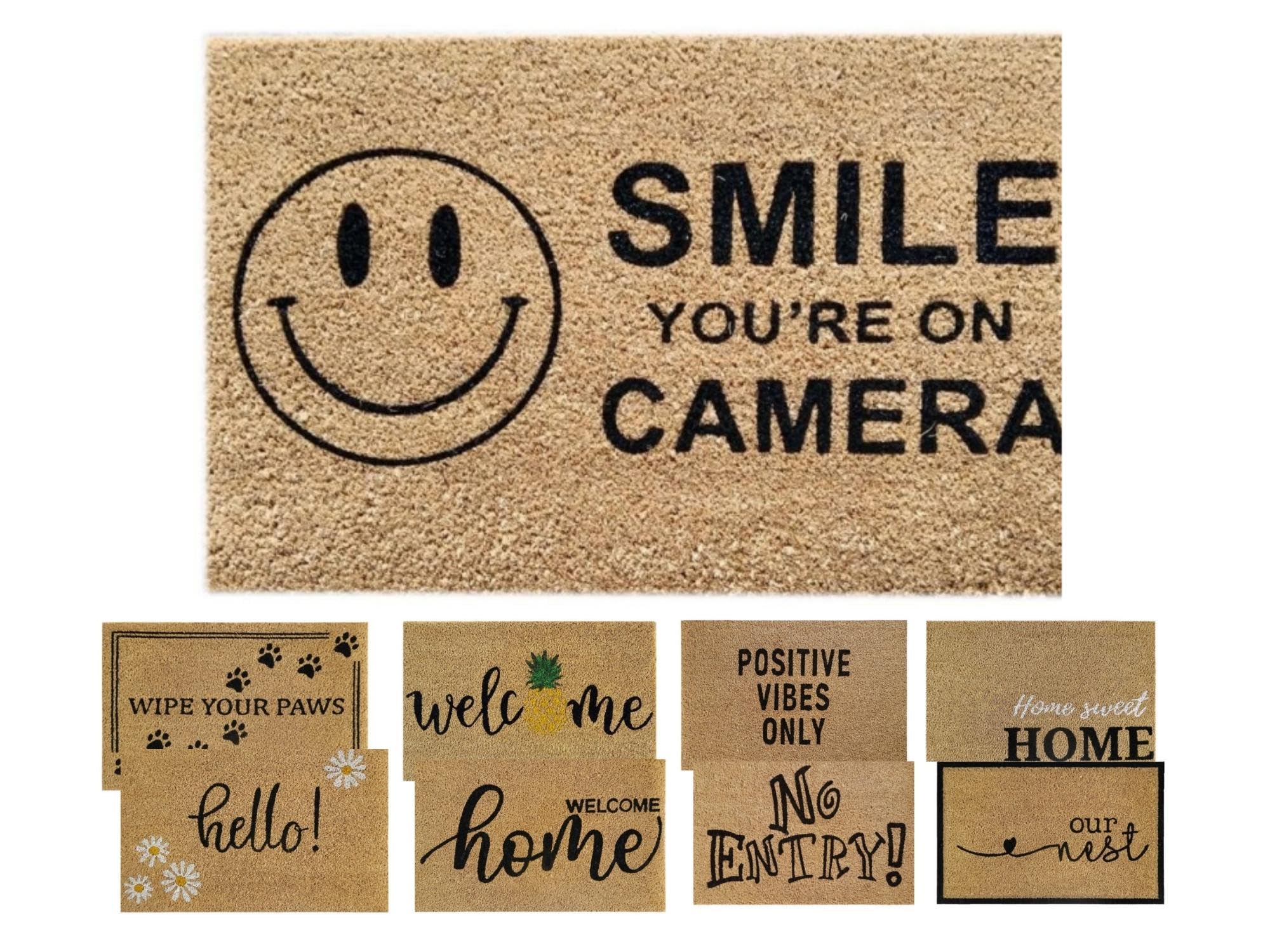 MYPURECORE Coir Door Mat (60x40cm) - Non-Slip & Absorbent, Indoor/Outdoor, Eco-Friendly - Ideal as Front Door, Entrance, Floor, Welcome Mat - Large Size, Dirt Trapper, Washable (ON THE CAMERA)