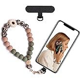 Lostars Silicone Beaded Phone Wrist Strap,phone bracelet strap with Tether Tab,Elastic Hands-Free wristlet strap (Daisy Leopard)