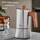 Cosumy Espresso Maker Induction Stainless Steel Moka Pot 6 Cups FSC Oak view 3