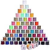 70 Rolls Nylon String for Bracelets 70 Colors Chinese Knotting Cord 0.8mm Nylon Trim Cord Beading String Thread for Kumihimo Jewelry Making Friendship Necklace Macrame DIY Craft, 1540 Yards Total