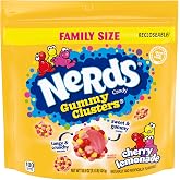 NERDS Gummy Clusters Cherry Lemonade Candy, Crunchy and Gummy, 18.5 oz | Crunchy outside gummy inside, family size bag, party candy, snack time, cherry lemonade flavor mix