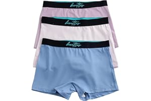 BOXETTES Girls' Boxer Briefs. 3-pack sampler Cotton, Modal and Nylon Mesh. Sensory-friendly. Full-coverage. Super soft. Tagless.