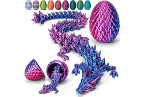 TBOLINE 3D Printed Dragon Egg, 3D Printer Articulated Crystal Animals Fidget Toy for Teen Boy Kid, Easter Mythical Pieces Dragon in Egg, Dinosaur Eggs Toy (Laser Violet-12inch)