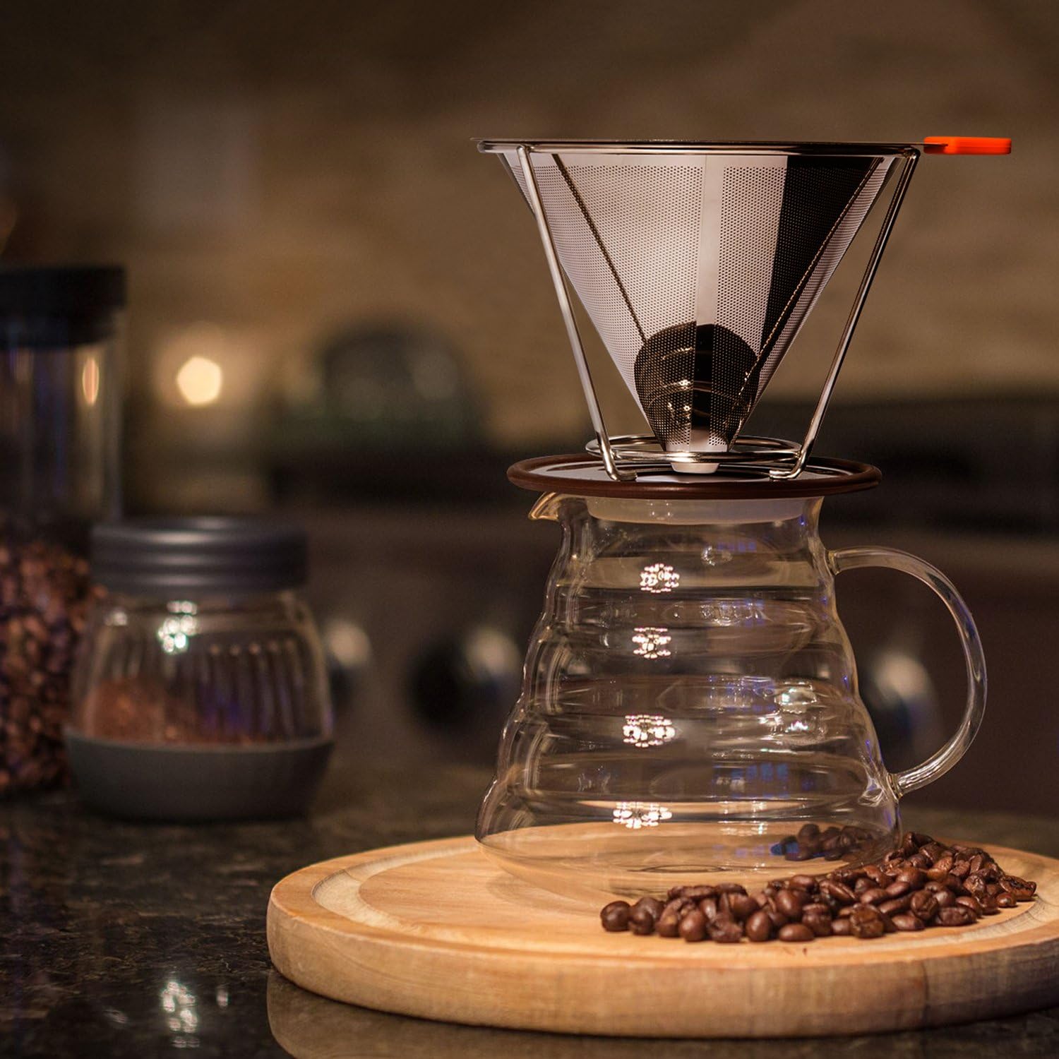 E Prance Reusable Pour Over Coffee Filter Cone Coffee Dripper Paperless Permanent 18 8 304 Stainless Steel Double Mesh Pour Over Coffee Maker With Separate Stand For 1 4 Cups Amazon Co Uk Kitchen Home