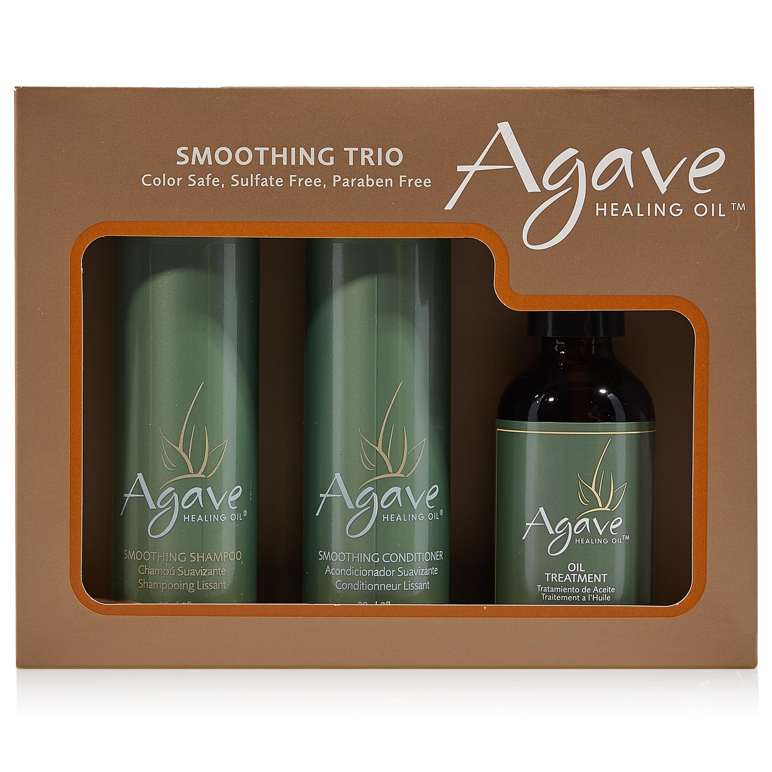 Agave Smoothing Trio by for Unisex - 3 Pc 3oz Shampoo, 3oz Conditioner, 2oz Oil Treatment