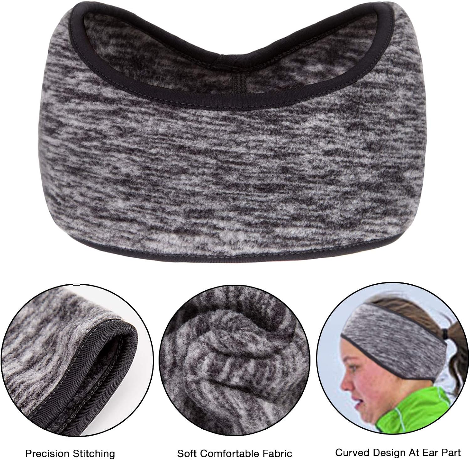 SAVITA 2 Pack Ear Warmers Headband Stretchy Ear Covers Sweatband Ski Winter Headband Earmuff Workout Headbands Moisture Wicking Thermal Sport Headbands for Women Man Girls (Gray and Dark Blue) : Clothing