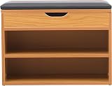 AVC Designs Pine 60cm Shoe Bench with Seat Cushion Storage Cabinet Organizer view 7