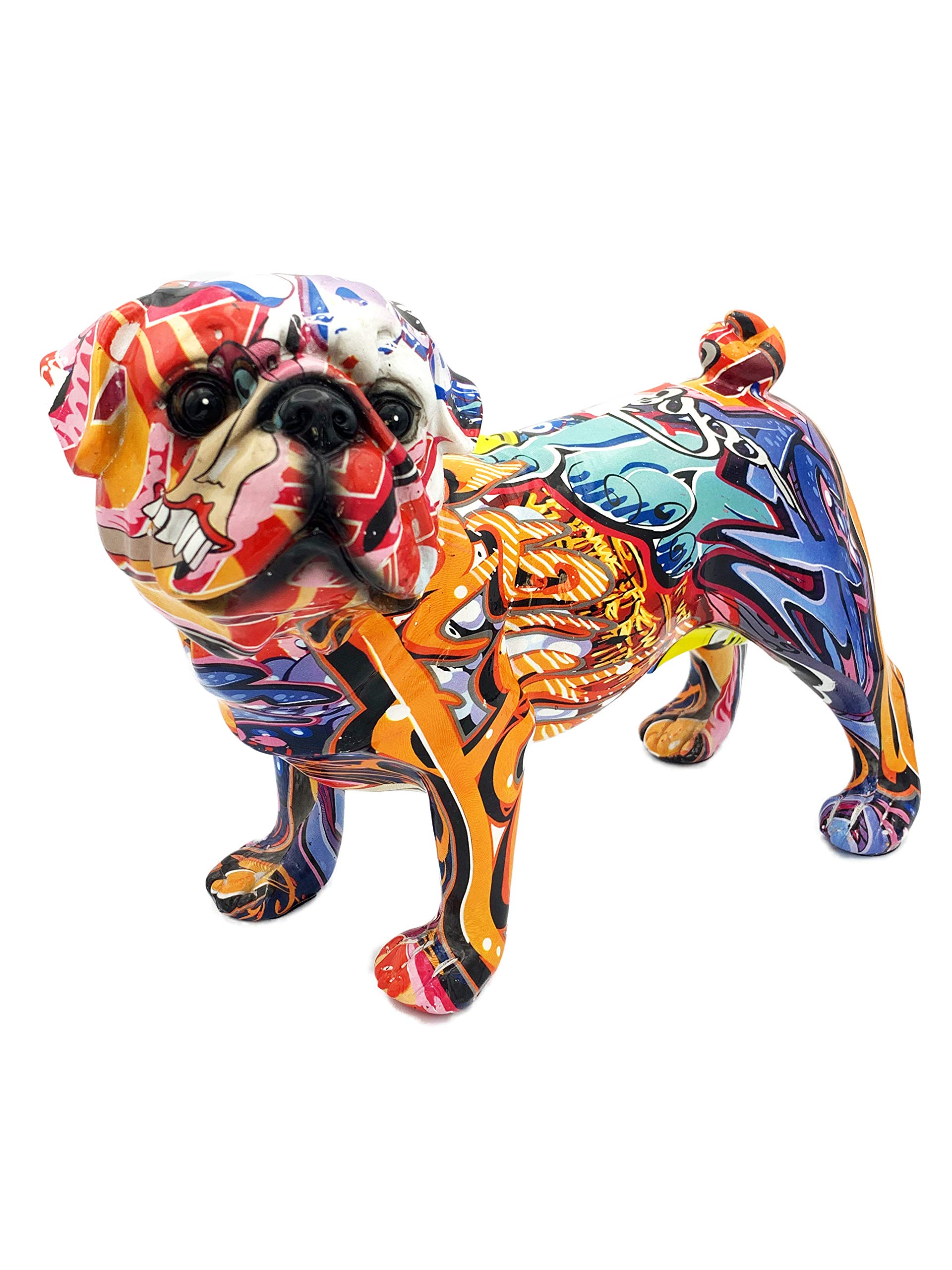 Lesser & Pavey Standing Male Graffiti Pug Figurine - Unique Street Art Finish Collectable Ornament for Dog Lovers and Animal Figurine Collectors