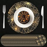 APUDWN 100Pcs Halloween Spider Web Placemat Disposable 13