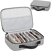 GerayMer Travel Sunglasses Organizer Case, Adjustable 7 Slot for Multiple Pairs, Portable Eyeglasses Storage Box for Men Women, Holds 8 pairs of glasses, Gray