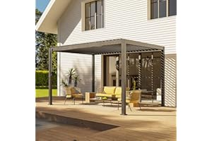 Gardesol 10'x13' Pergola Louvered Adjustable Rainproof Outdoor Aluminum Hardtop Gazebo for Outdoor Deck Patio Garden Yard (Matte Black)