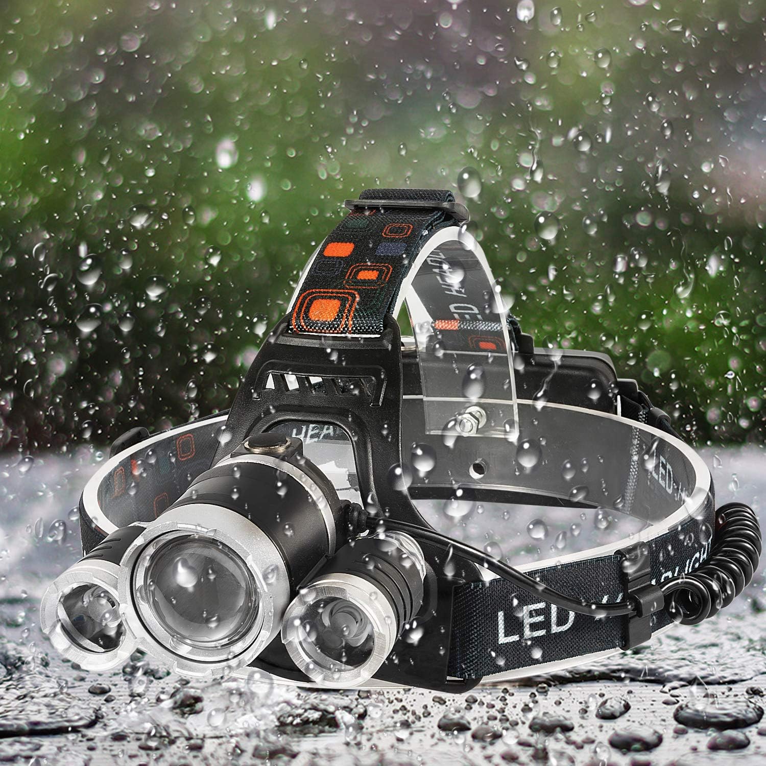 Headlamp, 6000 High Lumens Brightest Head Lamp, 18650 USB Rechargeable LED Work Headlight Flashlight Waterproof Flashlights 4 Modes Headlamps for Adults Running Camping Fishing Hiking Biking - - 