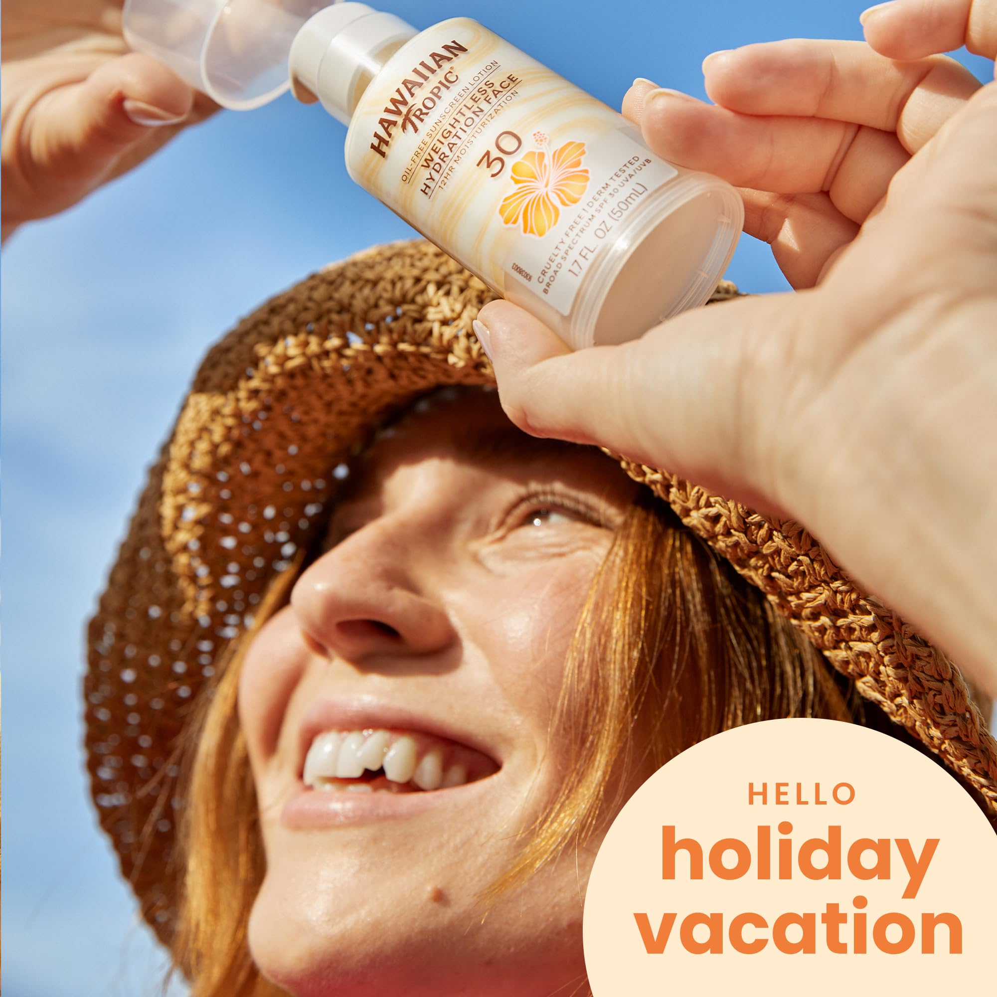 Hawaiian Tropic Weightless Hydration Face Sunscreen SPF 30, 1.7 oz | Beach Essentials | Summer Essentials | Travel Size | Sun Protection