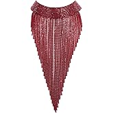 Flyonce Rhinestone Statement Necklace for Women, Tassel Bib Choker Collar Chunky Costume Jewelry for Party Formal