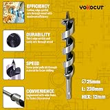 YOKOCUT Auger Drill Bit 25mm x 230mm Hex Shank Wood Plastic Drywall view 2