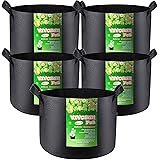 VIVOSUN 5-Pack 5 Gallon Grow Bags Heavy Duty 300G Thickened Nonwoven Plant Fabric Pots with Handles