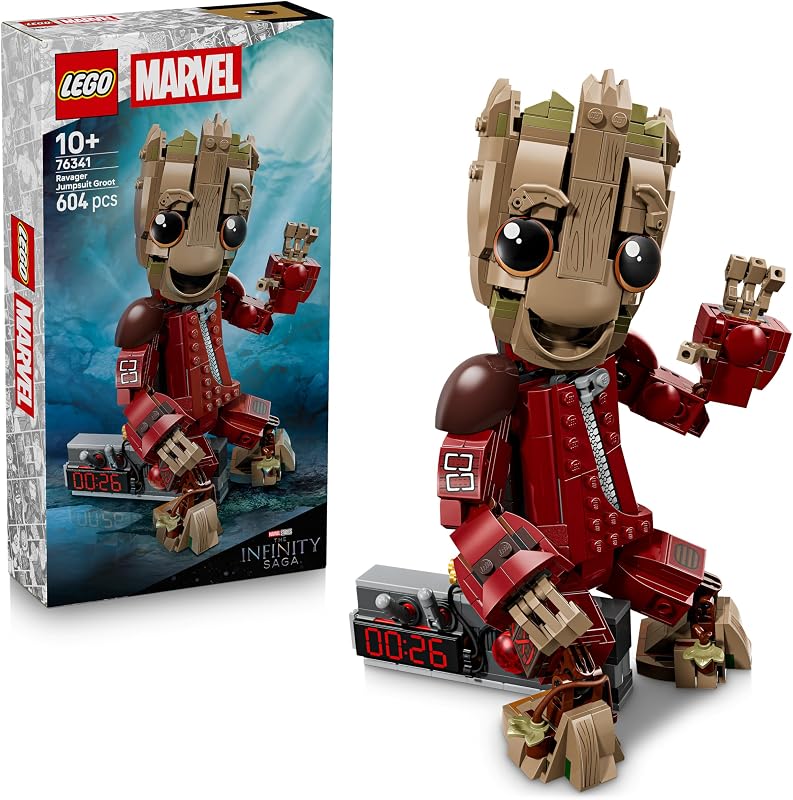 | Groot im Ravager-Outfit - Superhelden Spielzeug mit baubarer Figur für Rollenspiele - Kinder Konstruktionsspielzeug - Kreatives Geschenk für Jungen ab 10 Jahren, Mädchen und Filmfans - 76341