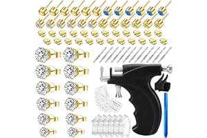 Zygc Professional Ear Piercing Kit with 18 Pairs of CZ Stones Ear Stud Earrings with Multi-Purpose Black Ear Piercing Gun with 8 Alcohol Pads for Salon and Home Use